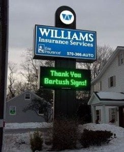 williams insurance services led sign