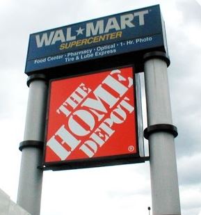 Walmart Supercenter and home depot