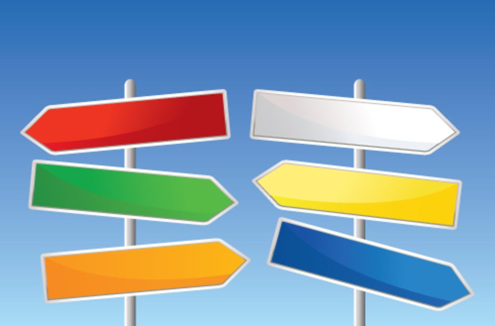 Directional Signs color arrow signs blue background