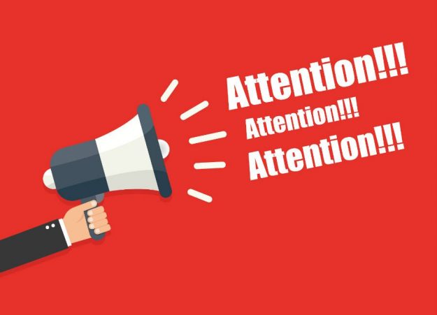 Attention megaphone words coming out