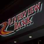 riverview bank sign lit up