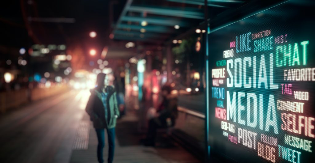 LED Display - Social Media signage, close up