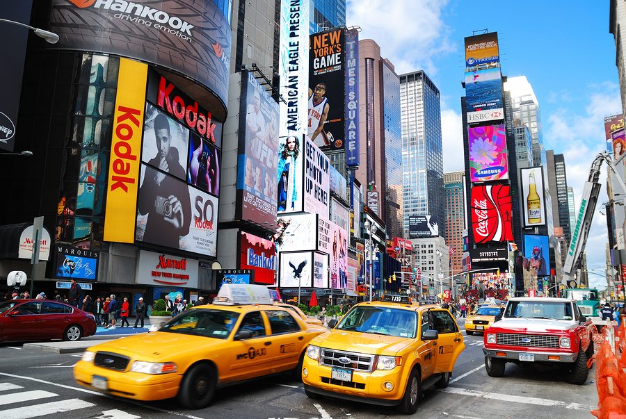 NEW YORK CITY – SEP 5: Times Square, featured with Broadway Thea Times Square Signs