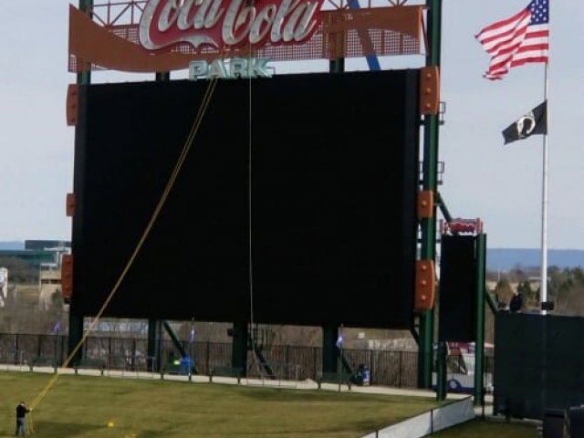 cocacola park allentown pa scoreboard installation sporting arena