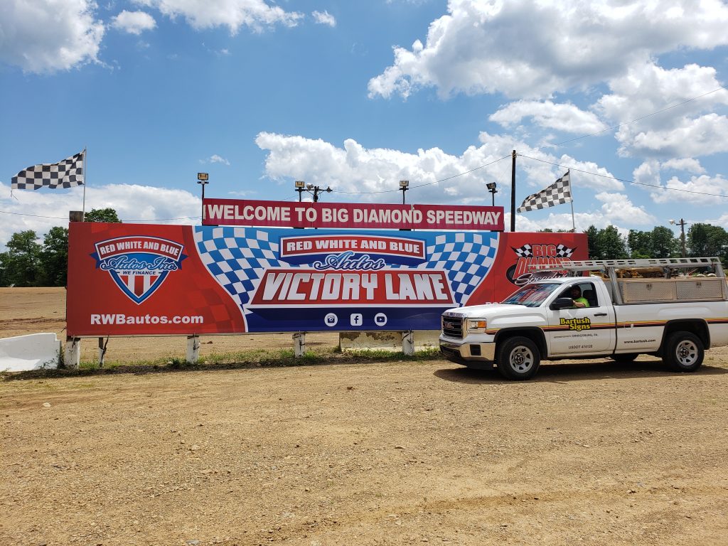 Welcome to Big Diamond Speedway Sign