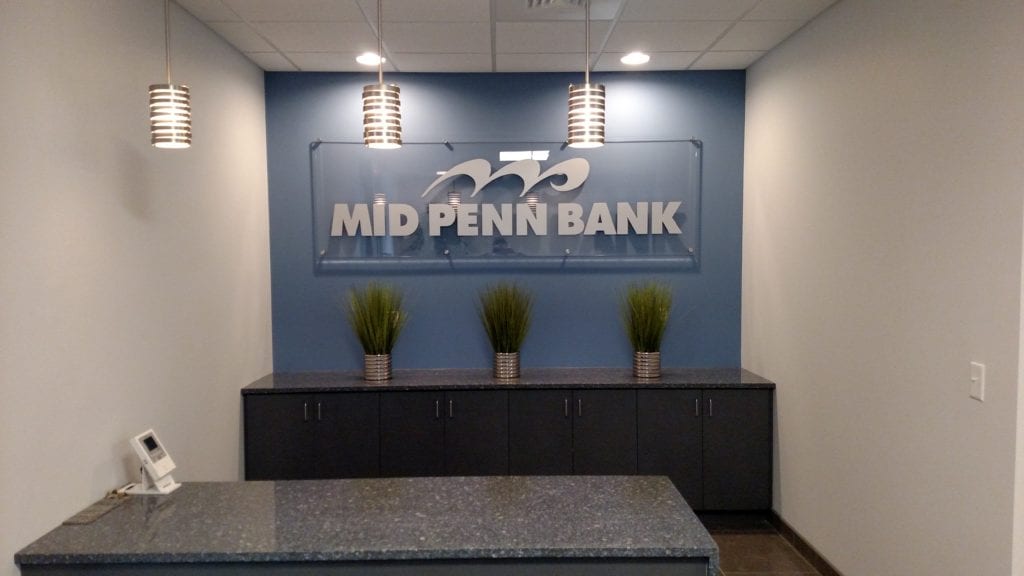 mid penn bank package office indoor sign