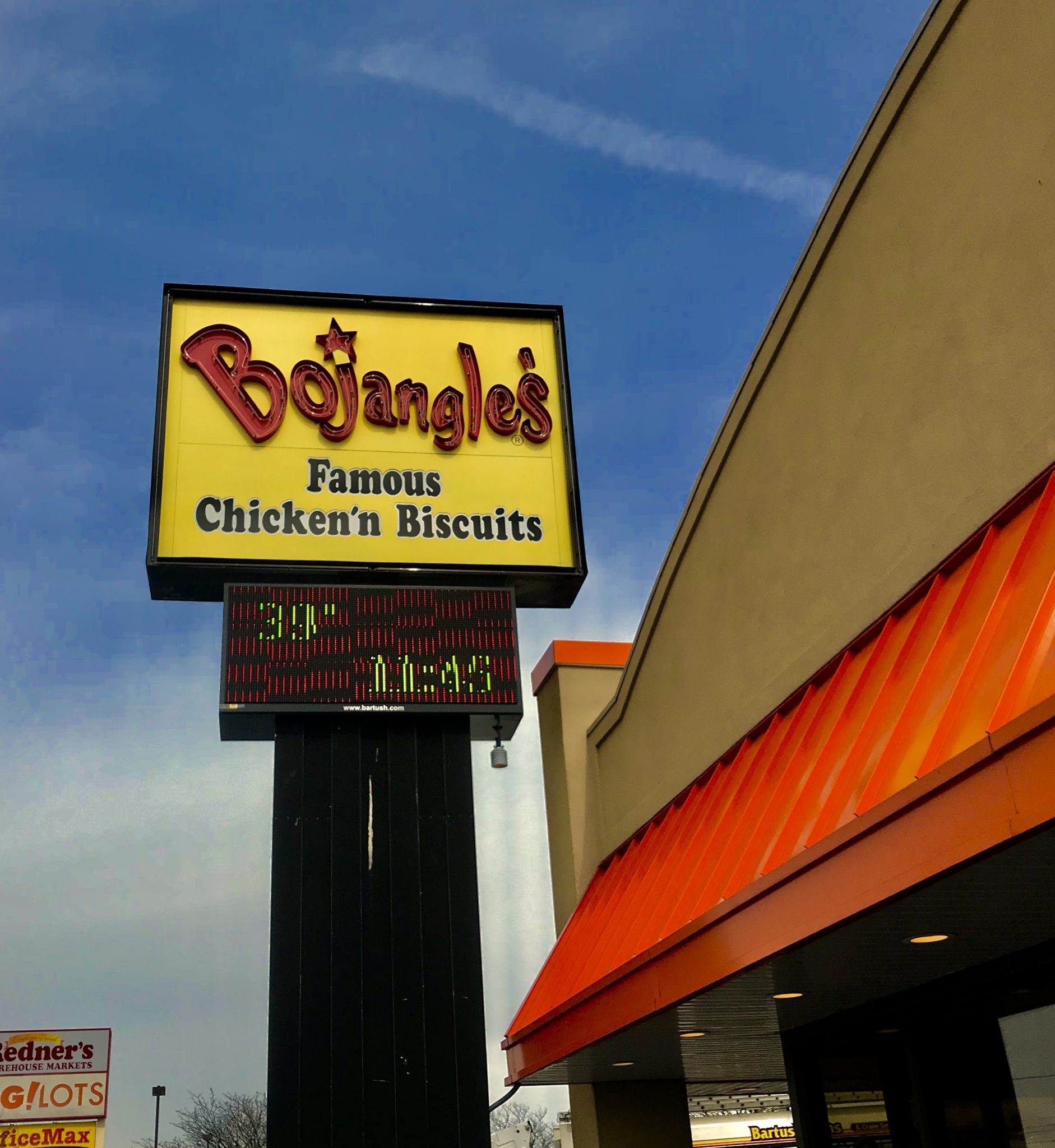 Bojangles free standing sign reading, pa