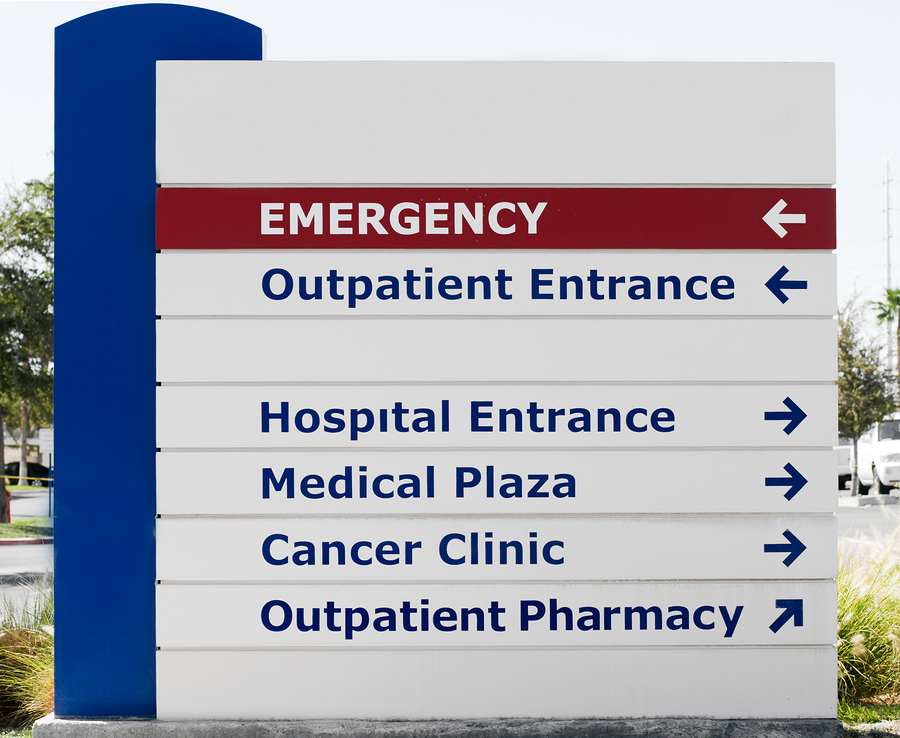 hospital entrance sign