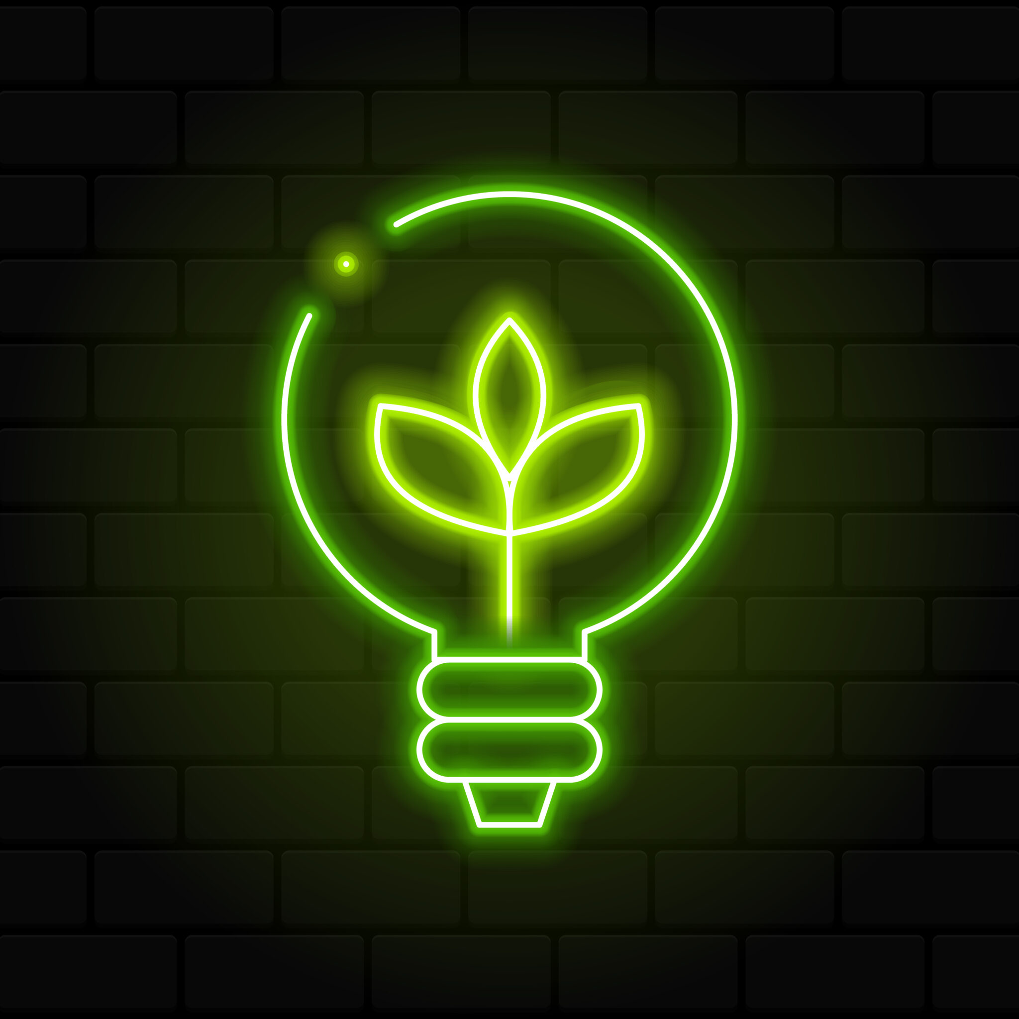 Glowing neon line light bulb with leaf icon. Eco energy concept. Alternative energy concept. Glowing neon. Vector illustration